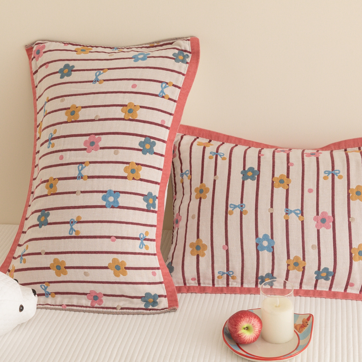 91家纺网 家纺一手货源 找家纺 （总）乐家毛巾被（工厂自产自销） 2026新款四层色织全棉提花纱布软萌枕巾