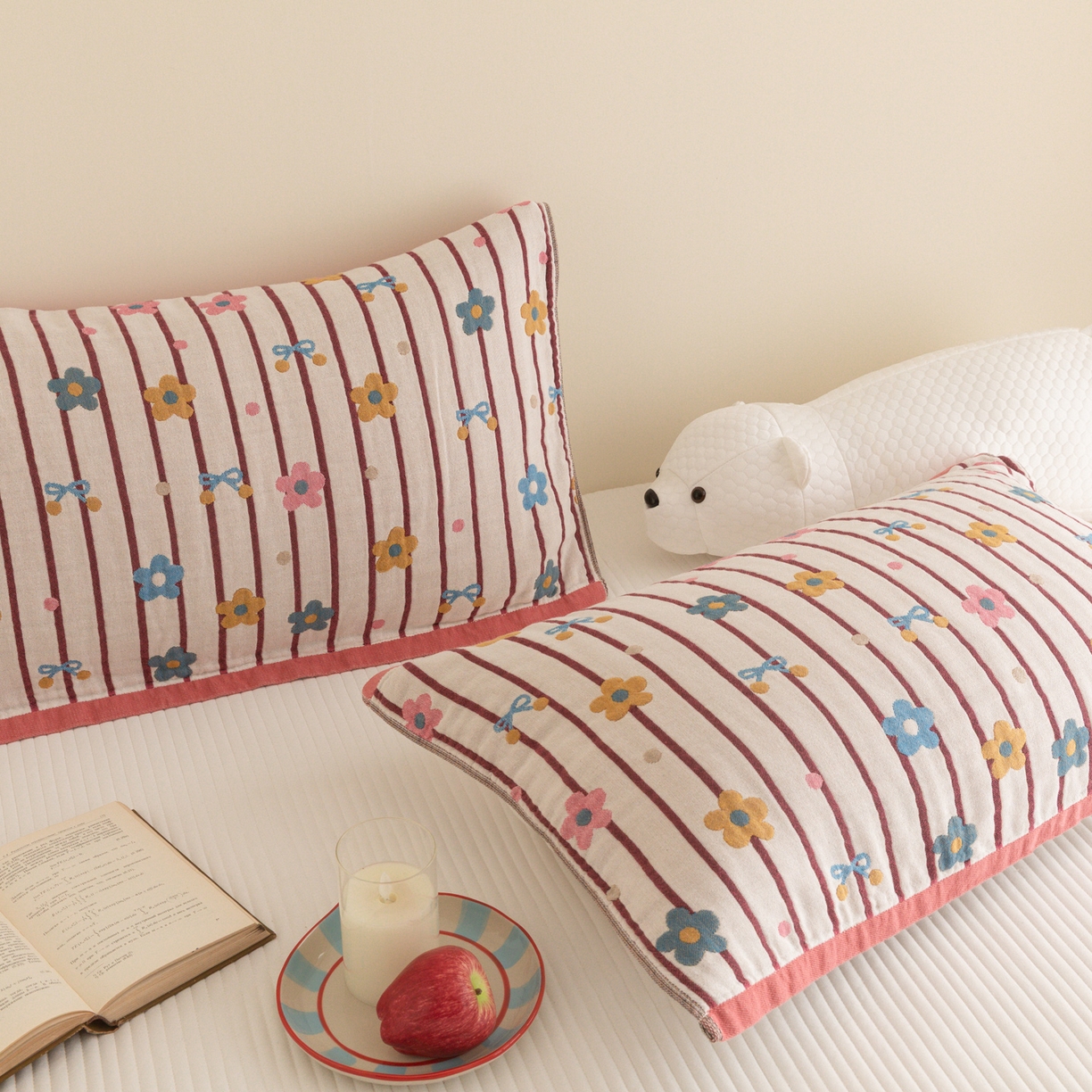 91家纺网 家纺一手货源 找家纺 （总）乐家毛巾被（工厂自产自销） 2026新款四层色织全棉提花纱布软萌枕巾