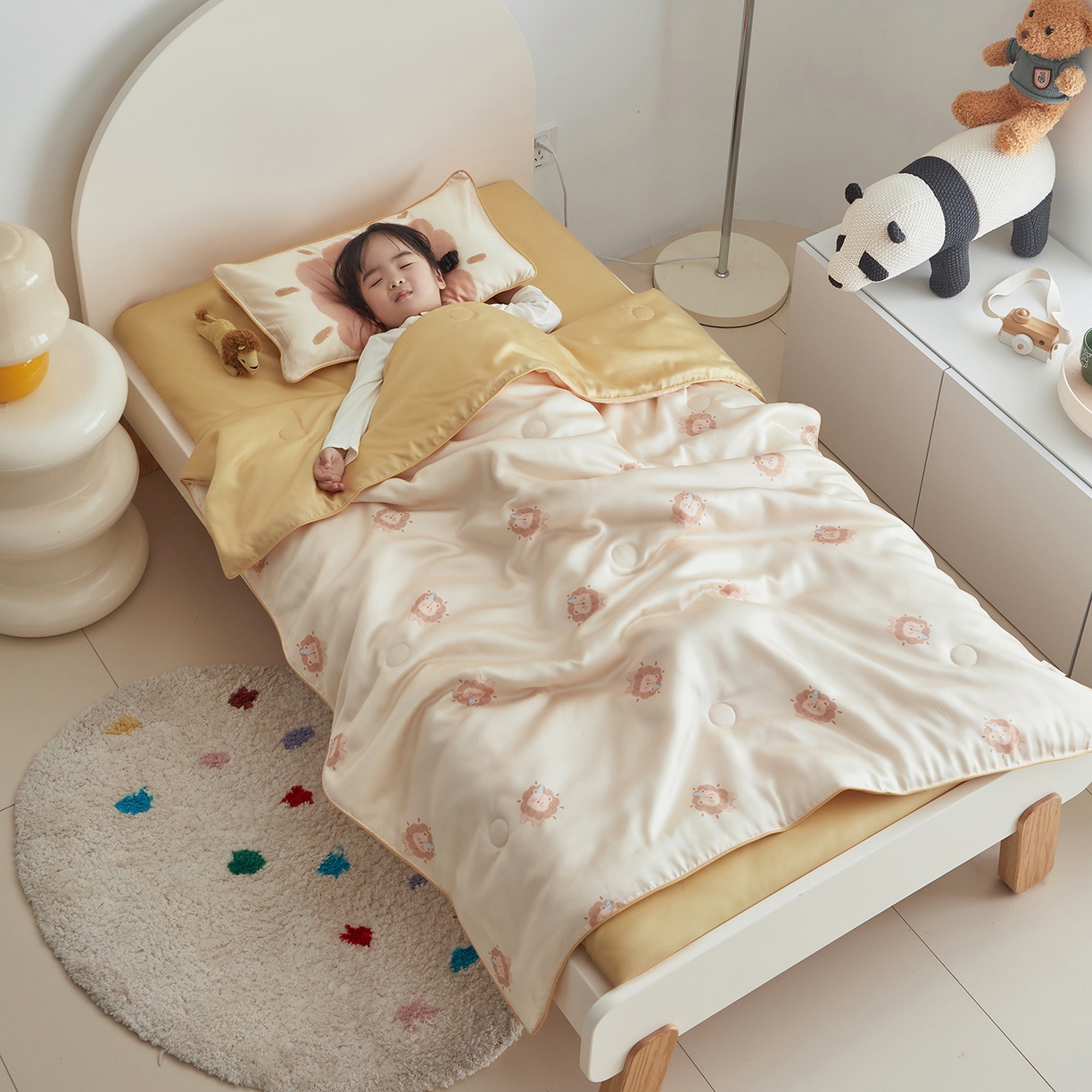 荷马之梦 2026新款A类60s兰精天丝原创手绘卡通大豆纤维儿童夏被 萌小狮
