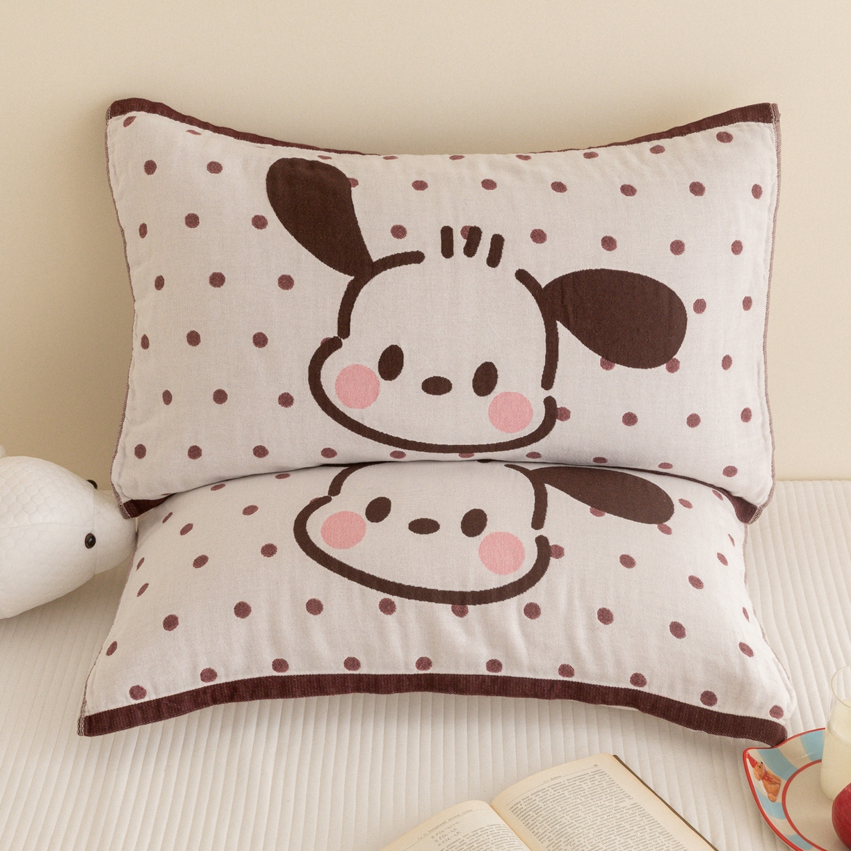 乐家毛巾被（工厂自产自销） 2026新款四层色织全棉提花纱布软萌枕巾 长耳狗