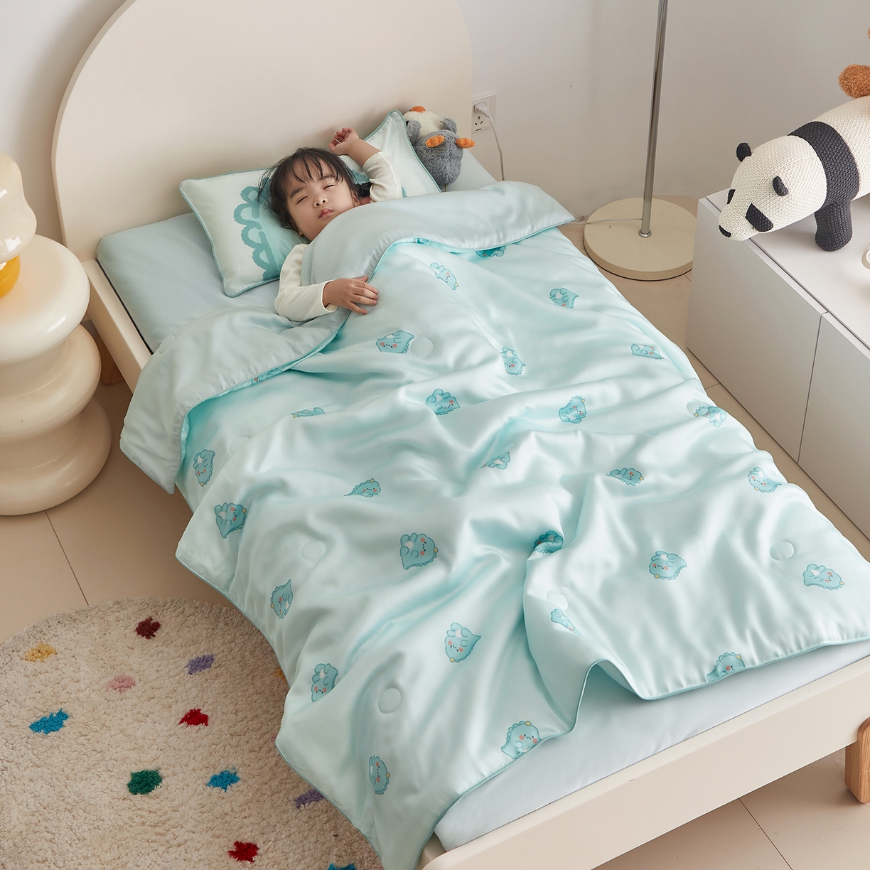 荷马之梦 2026新款A类60s兰精天丝原创手绘卡通大豆纤维儿童夏被 亲亲恐龙