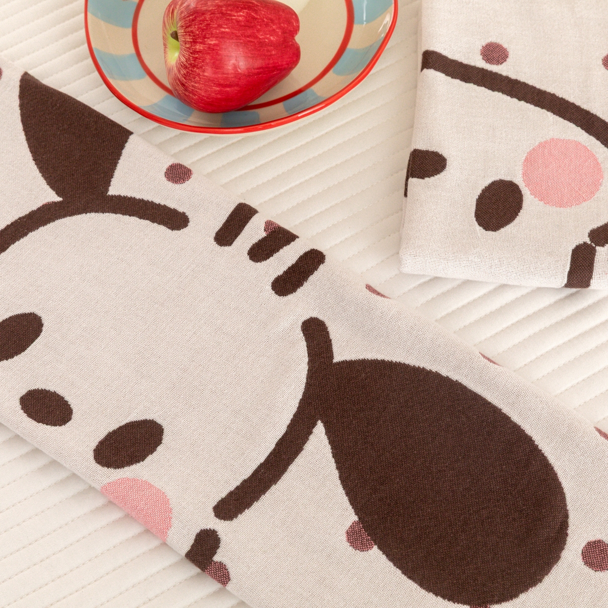 91家纺网 家纺一手货源 找家纺 乐家毛巾被（工厂自产自销） 2026新款四层色织全棉提花纱布软萌枕巾 长耳狗