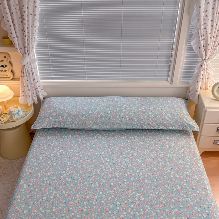 91家纺网 家纺一手货源 找家纺 爱多多家居 2026新款水洗古棉枕套长枕套单枕套 枕套单件 薄荷玫瑰