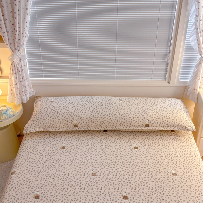 91家纺网 家纺一手货源 找家纺 爱多多家居 2026新款水洗古棉枕套长枕套单枕套 枕套单件 碎花小兔