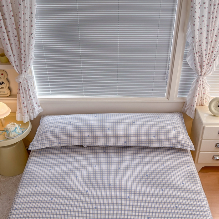 91家纺网 家纺一手货源 找家纺 爱多多家居 2026新款水洗古棉枕套长枕套单枕套 枕套单件 星野格子