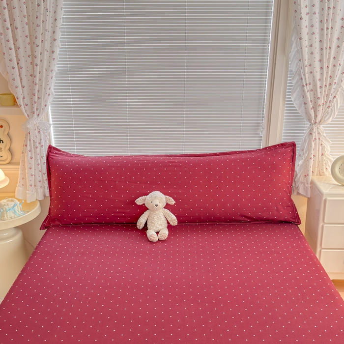 91家纺网 家纺一手货源 找家纺 爱多多家居 2026新款水洗古棉枕套长枕套单枕套 枕套单件 酒红波点