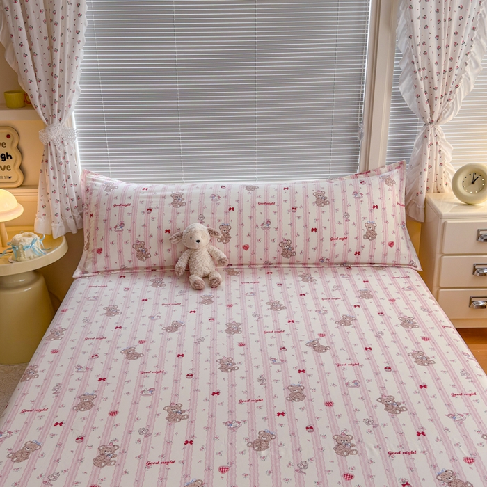 91家纺网 家纺一手货源 找家纺 爱多多家居 2026新款水洗古棉枕套长枕套单枕套 枕套单件 晚安熊