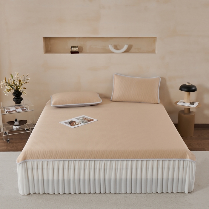 91家纺网 家纺一手货源 找家纺 （总）羽梦家纺 2026新款凉席床裙款银丝凉席席子