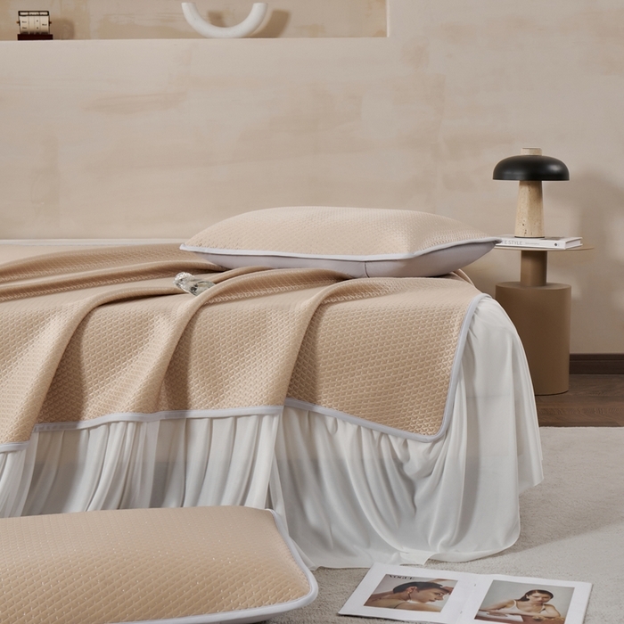 91家纺网 家纺一手货源 找家纺 （总）羽梦家纺 2026新款凉席床裙款银丝凉席席子