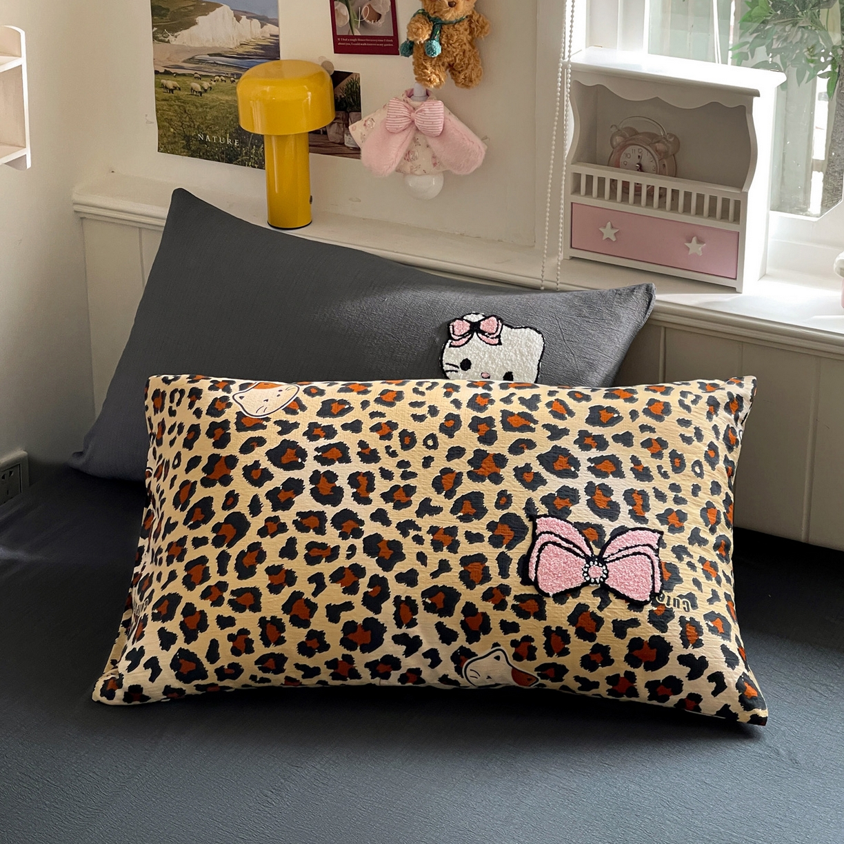 91家纺网 家纺一手货源 找家纺 （总）花伞家居 2026新款皱皱纱毛巾绣豹纹喵四件套含买家秀