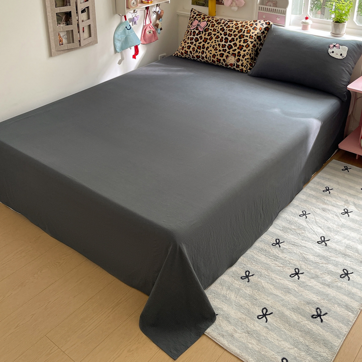 91家纺网 家纺一手货源 找家纺 （总）花伞家居 2026新款皱皱纱毛巾绣豹纹喵四件套含买家秀