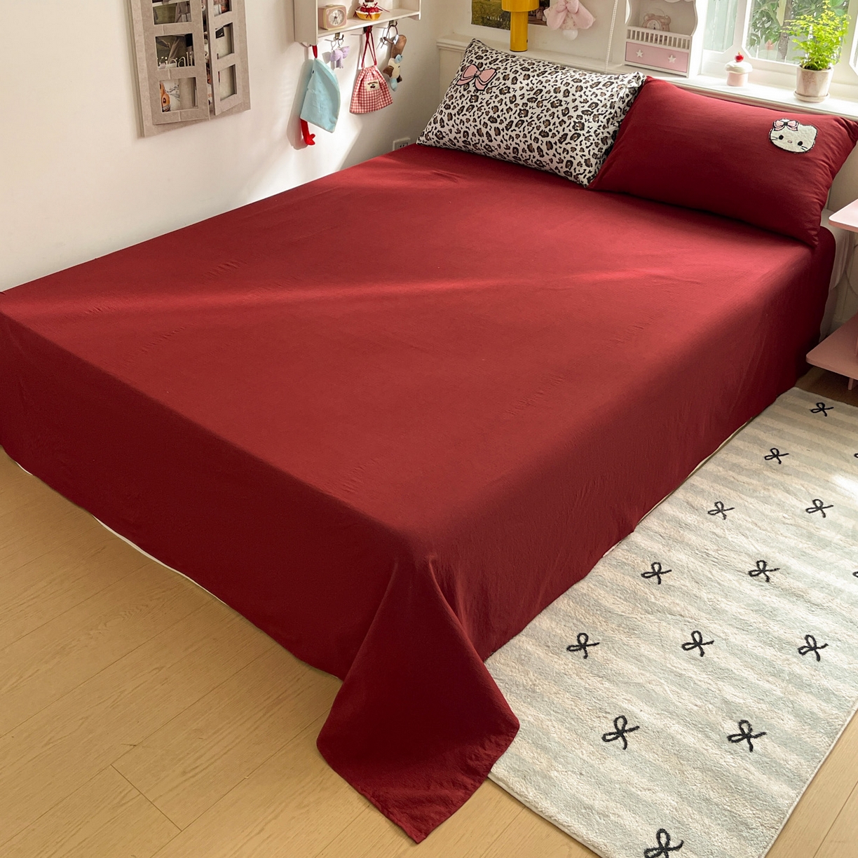 91家纺网 家纺一手货源 找家纺 花伞家居 2026新款皱皱纱毛巾绣豹纹喵四件套含买家秀 小香猫-卡其豹纹