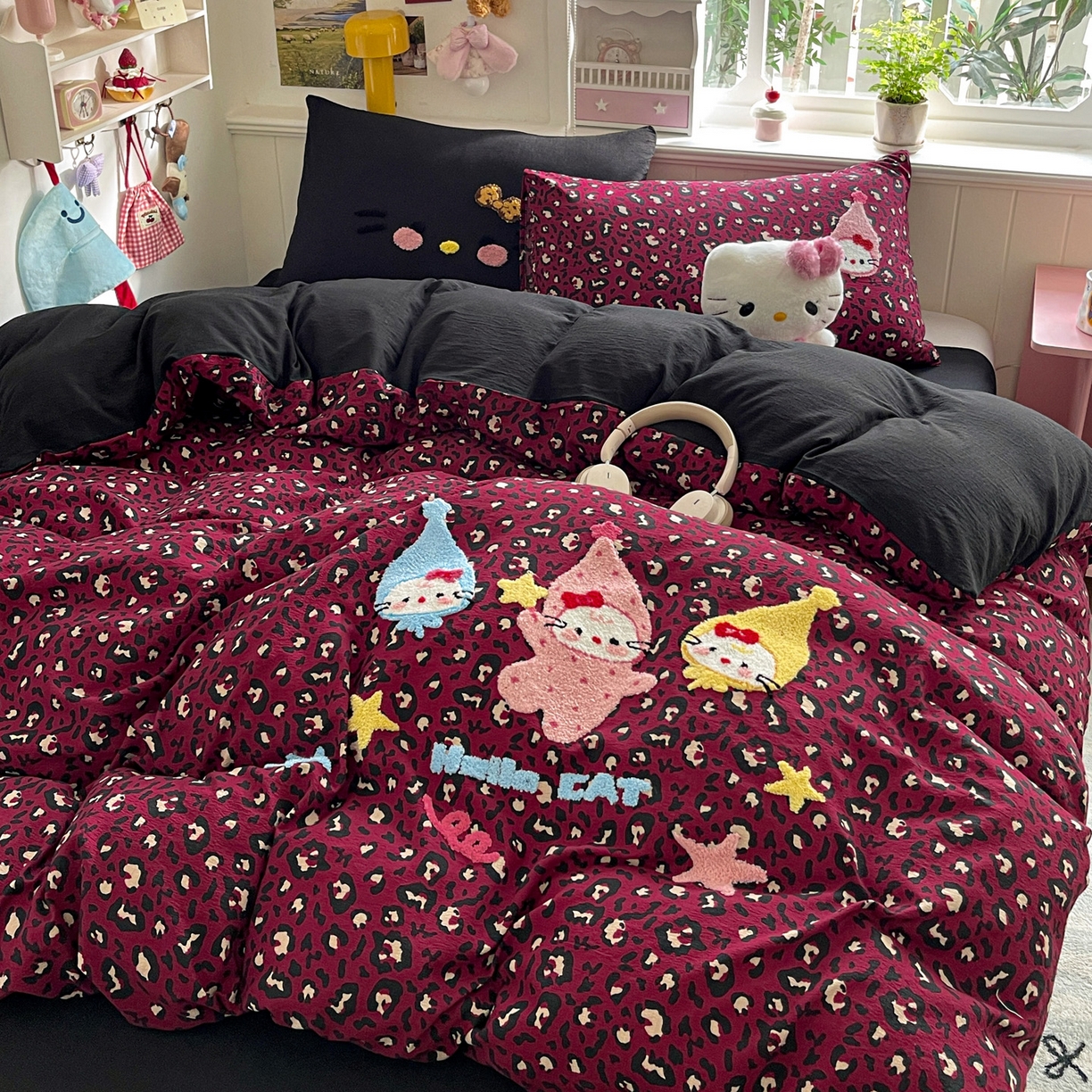 91家纺网 家纺一手货源 找家纺 （总）花伞家居 2026新款皱皱纱毛巾绣豹纹喵四件套含买家秀