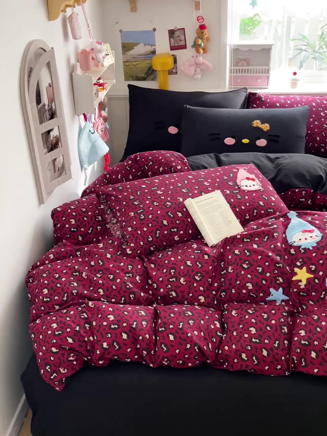 91家纺网 家纺一手货源 找家纺 花伞家居 2026新款皱皱纱毛巾绣豹纹喵四件套含买家秀 星星猫-热情豹纹