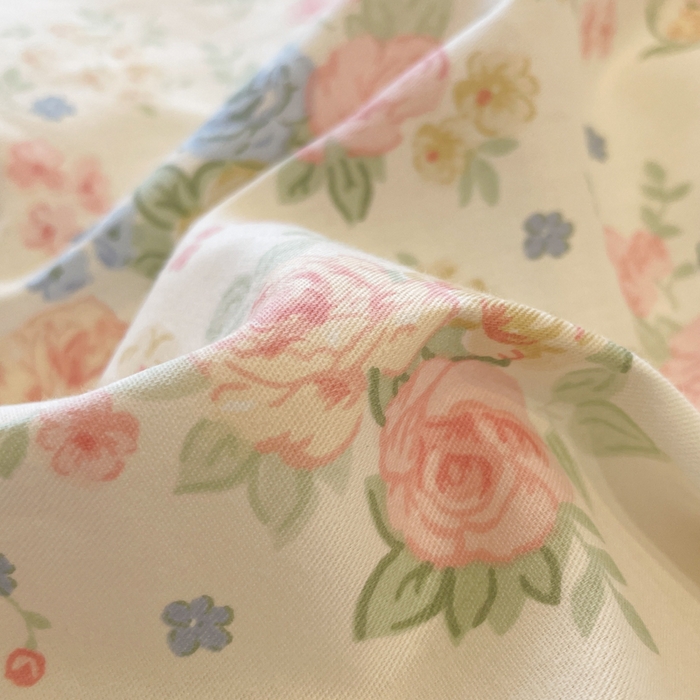 91家纺网 家纺一手货源 找家纺 小丸子家纺（不发货） 2025秋冬新款复古小清新花边款40支全棉纯棉轻法式13372小清新喷气印花四件套被套床单床笠三件套 莫奈花园