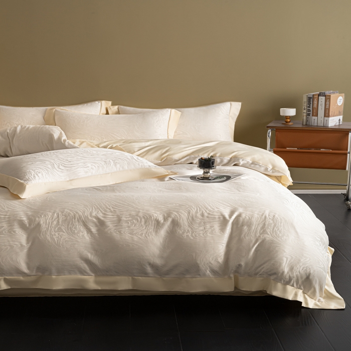 91家纺网 家纺一手货源 找家纺 爱彼家纺 2026新款高端轻奢亲肤冰丝提花四件套新升级款-提花冰丝系列一 星空（奶白）