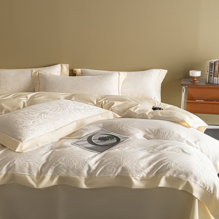 91家纺网 家纺一手货源 找家纺 爱彼家纺 2026新款高端轻奢亲肤冰丝提花四件套新升级款-提花冰丝系列一 星空（奶白）