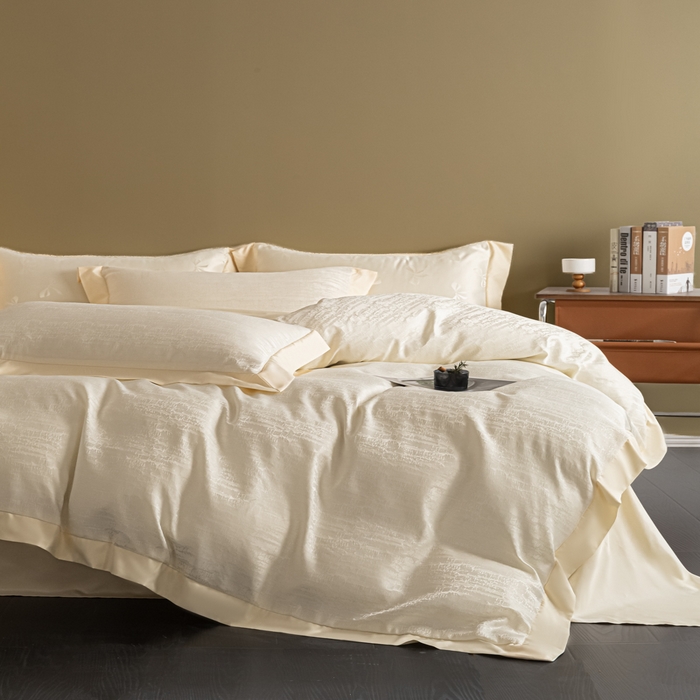 91家纺网 家纺一手货源 找家纺 爱彼家纺 2026新款高端轻奢亲肤冰丝提花四件套新升级款-提花冰丝系列一 流光（奶白）