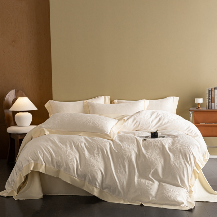 爱彼家纺 2026新款高端轻奢亲肤冰丝提花四件套新升级款-提花冰丝系列一 星空（奶白）