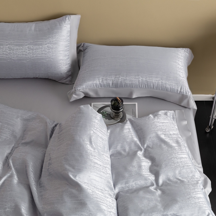 91家纺网 家纺一手货源 找家纺 爱彼家纺 2026新款高端轻奢亲肤冰丝提花四件套新升级款-提花冰丝系列一 流光（浅灰）