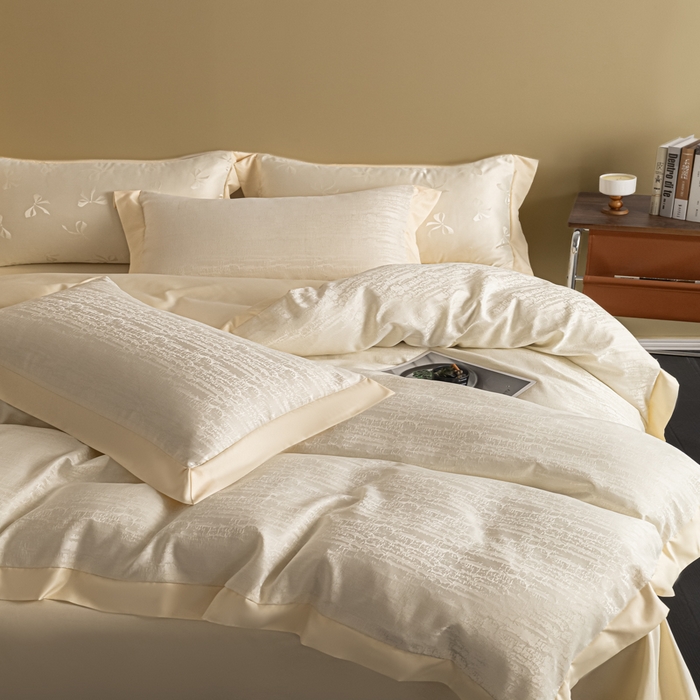 91家纺网 家纺一手货源 找家纺 爱彼家纺 2026新款高端轻奢亲肤冰丝提花四件套新升级款-提花冰丝系列一 流光（奶白）