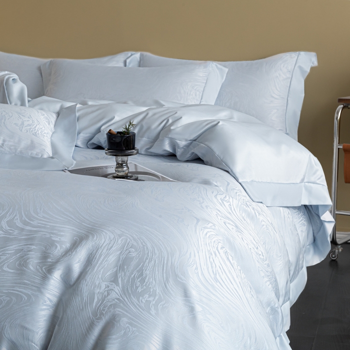 91家纺网 家纺一手货源 找家纺 爱彼家纺 2026新款高端轻奢亲肤冰丝提花四件套新升级款-提花冰丝系列一 星空（淡蓝）