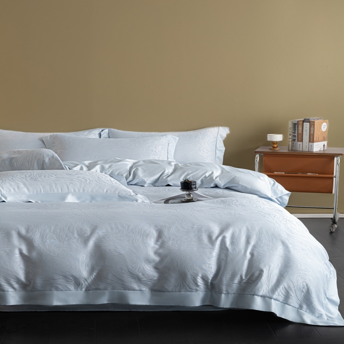 91家纺网 家纺一手货源 找家纺 爱彼家纺 2026新款高端轻奢亲肤冰丝提花四件套新升级款-提花冰丝系列一 星空（淡蓝）