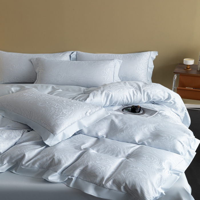 91家纺网 家纺一手货源 找家纺 爱彼家纺 2026新款高端轻奢亲肤冰丝提花四件套新升级款-提花冰丝系列一 星空（淡蓝）