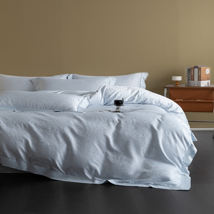 91家纺网 家纺一手货源 找家纺 爱彼家纺 2026新款高端轻奢亲肤冰丝提花四件套新升级款-提花冰丝系列一 星空（淡蓝）