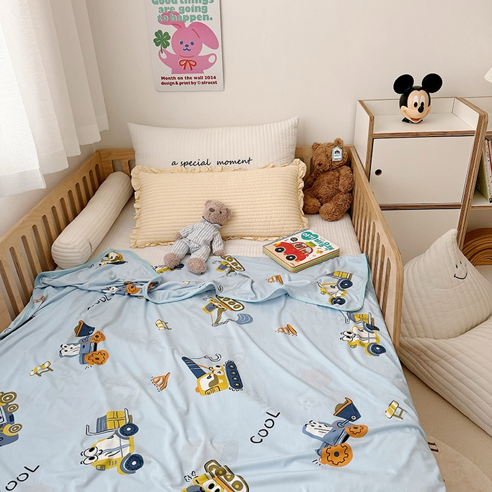 91家纺网 家纺一手货源 找家纺 嗨生活 2026新款婴儿裸睡级凉感幼儿园夏被儿童夏被夏凉被空调被直播微商电商好货推荐产品 卡通挖机