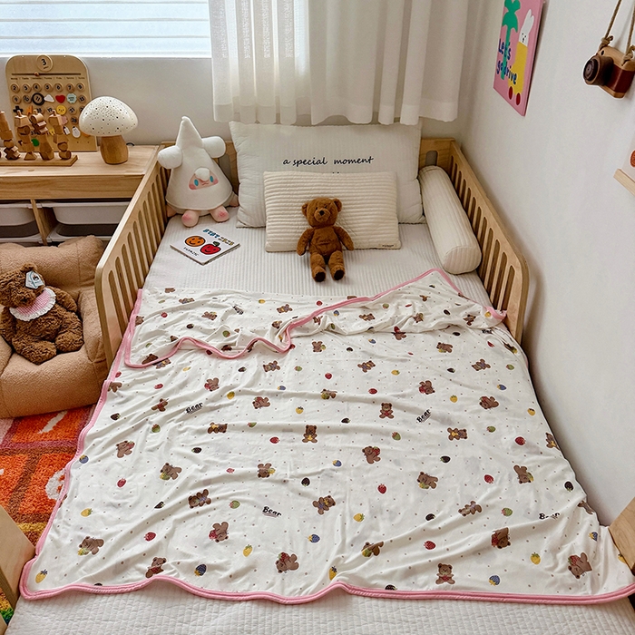 91家纺网 家纺一手货源 找家纺 嗨生活 2026新款婴儿裸睡级凉感幼儿园夏被儿童夏被夏凉被空调被直播微商电商好货推荐产品 可爱小熊