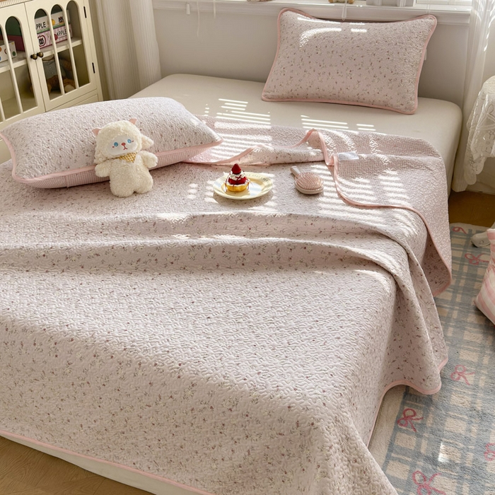 91家纺网 家纺一手货源 找家纺 绵庭家纺 2026新款全棉印花夹棉床盖三件套 南法织梦