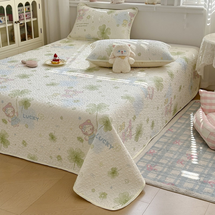 91家纺网 家纺一手货源 找家纺 绵庭家纺 2026新款全棉印花夹棉床盖三件套 春日拾叶