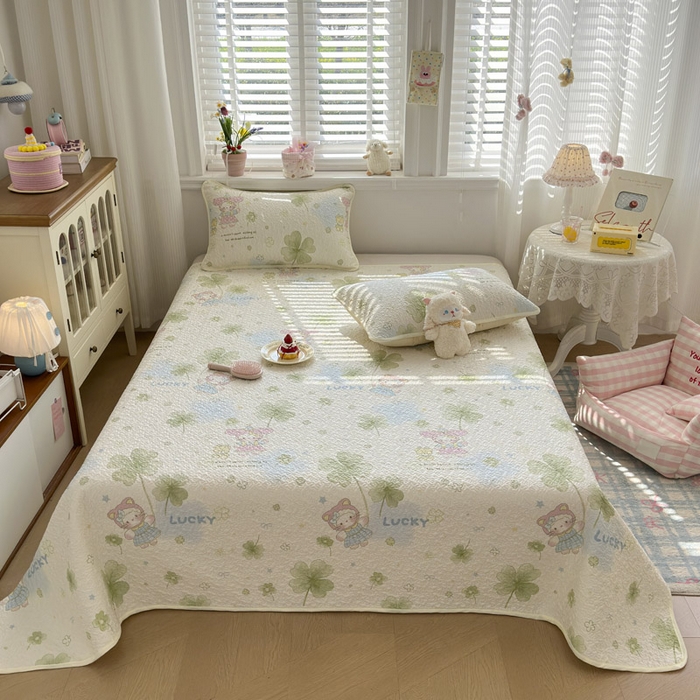 91家纺网 家纺一手货源 找家纺 绵庭家纺 2026新款全棉印花夹棉床盖三件套 春日拾叶