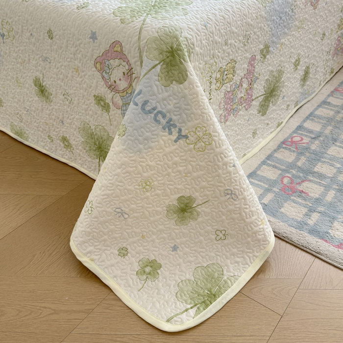 91家纺网 家纺一手货源 找家纺 绵庭家纺 2026新款全棉印花夹棉床盖三件套 春日拾叶