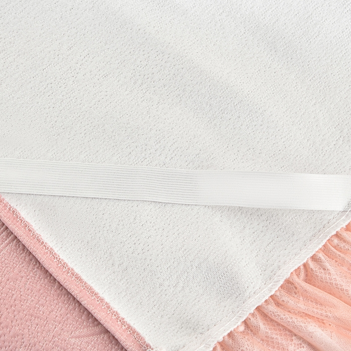 91家纺网 家纺一手货源 找家纺 梦之星 2026新款提花面料530克PE凉感因子冰豆豆床裙三件套 漫花-粉