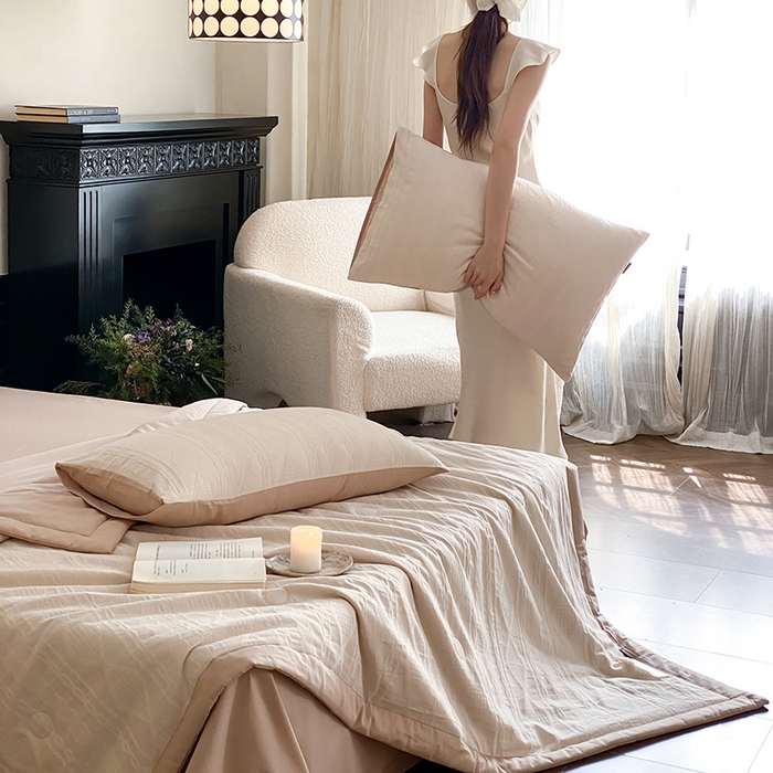 91家纺网 家纺一手货源 找家纺 宜代光年 2026新款60S全棉厚织提花夏被夏凉被空调被 夏被-阳光少年-奶白