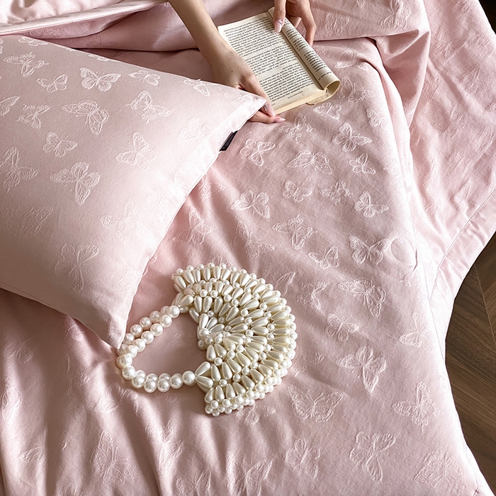 91家纺网 家纺一手货源 找家纺 宜代光年 2026新款60S全棉厚织提花夏被夏凉被空调被 夏被-蝶梦悠悠-浅粉