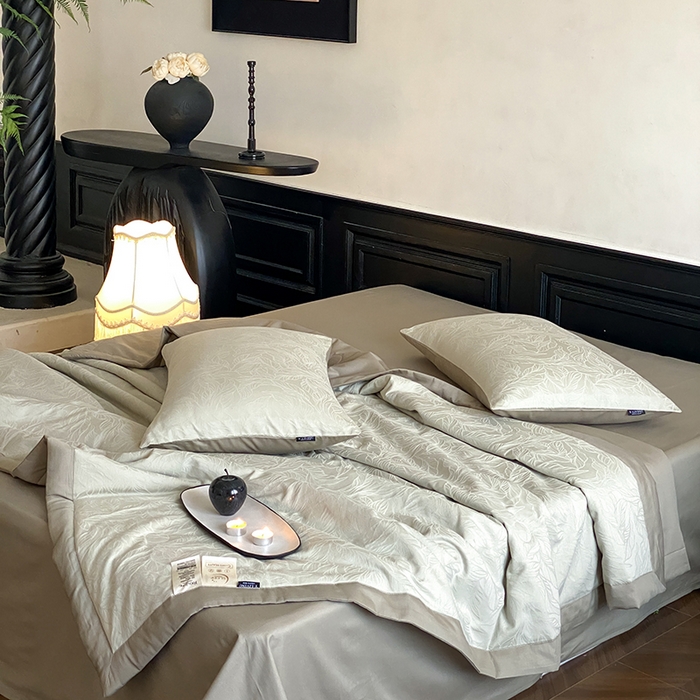 91家纺网 家纺一手货源 找家纺 宜代光年 2026新款60S全棉厚织提花夏被夏凉被空调被 夏被-柠初-浅绿