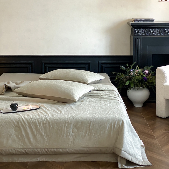 91家纺网 家纺一手货源 找家纺 宜代光年 2026新款60S全棉厚织提花夏被夏凉被空调被 夏被-柠初-浅绿