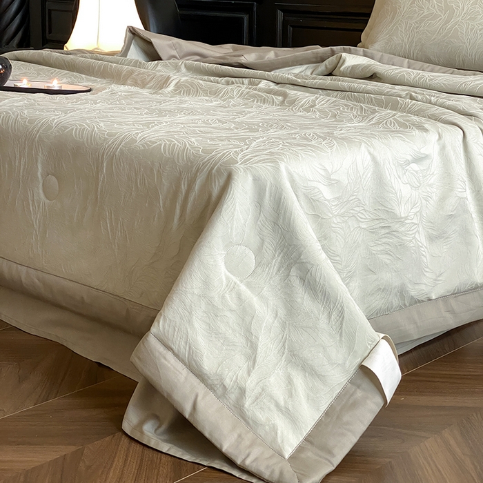 91家纺网 家纺一手货源 找家纺 宜代光年 2026新款60S全棉厚织提花夏被夏凉被空调被 夏被-柠初-浅绿