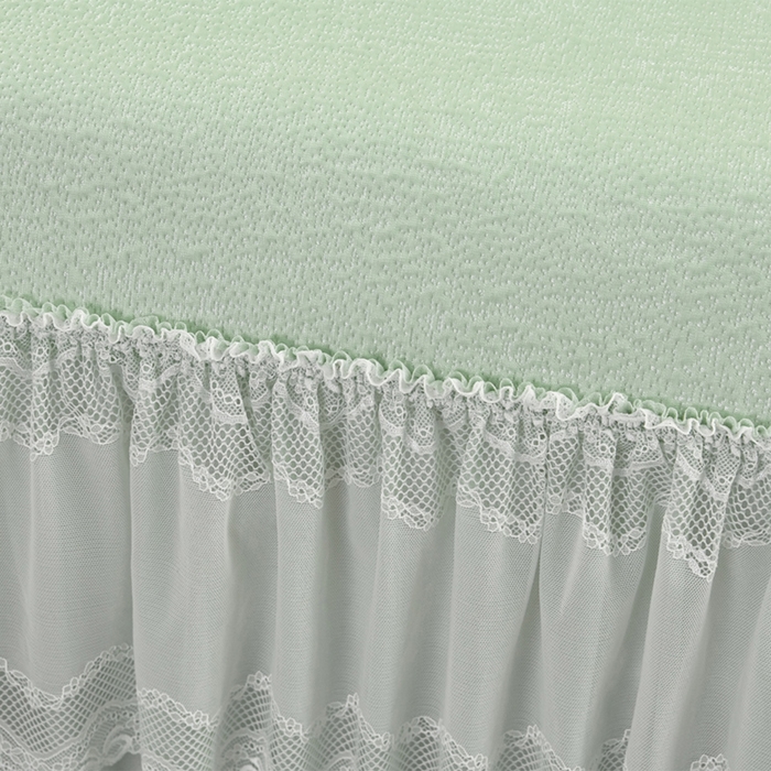 91家纺网 家纺一手货源 找家纺 梦之星 2026新款提花面料530克PE凉感因子冰豆豆床裙三件套 漫花-绿