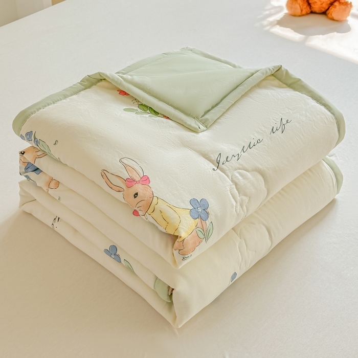 爱宝被业 2026新款A类水洗棉新疆棉花夏被夏凉被花园小兔
