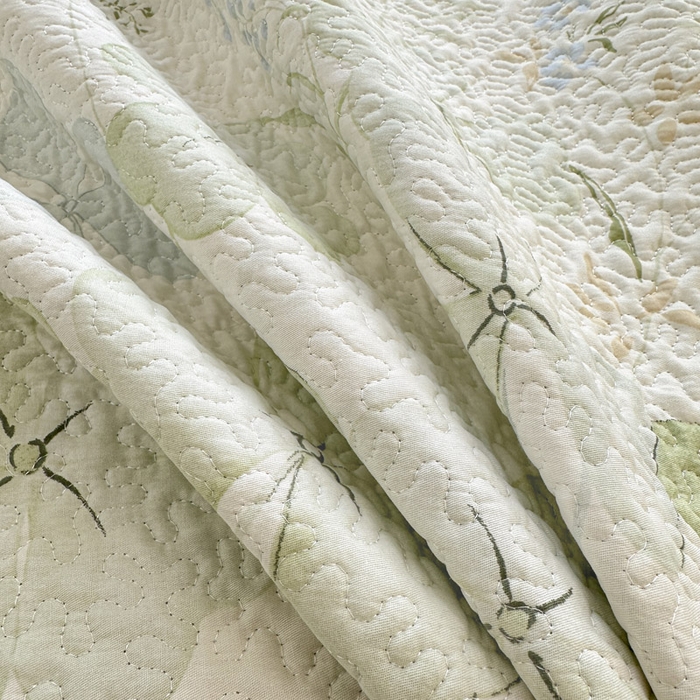 91家纺网 家纺一手货源 找家纺 绵庭家纺 2026新款全棉印花夹棉床盖三件套 春野柔