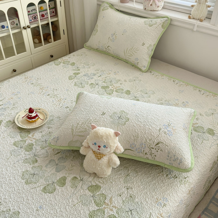 91家纺网 家纺一手货源 找家纺 绵庭家纺 2026新款全棉印花夹棉床盖三件套 春野柔