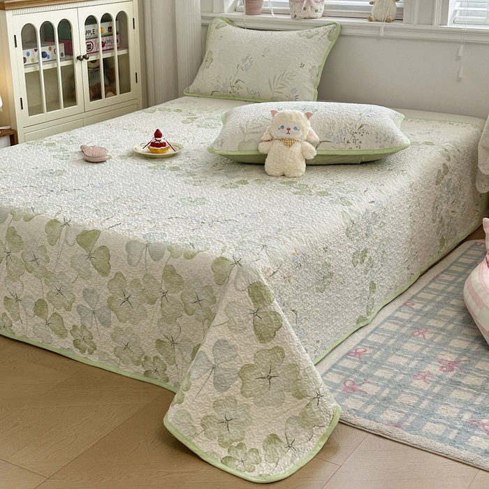 91家纺网 家纺一手货源 找家纺 绵庭家纺 2026新款全棉印花夹棉床盖三件套 春野柔