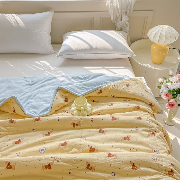 91家纺网 家纺一手货源 找家纺 爱宝被业 2026新款A类水洗棉新疆棉花夏被夏凉被腊肠狗狗