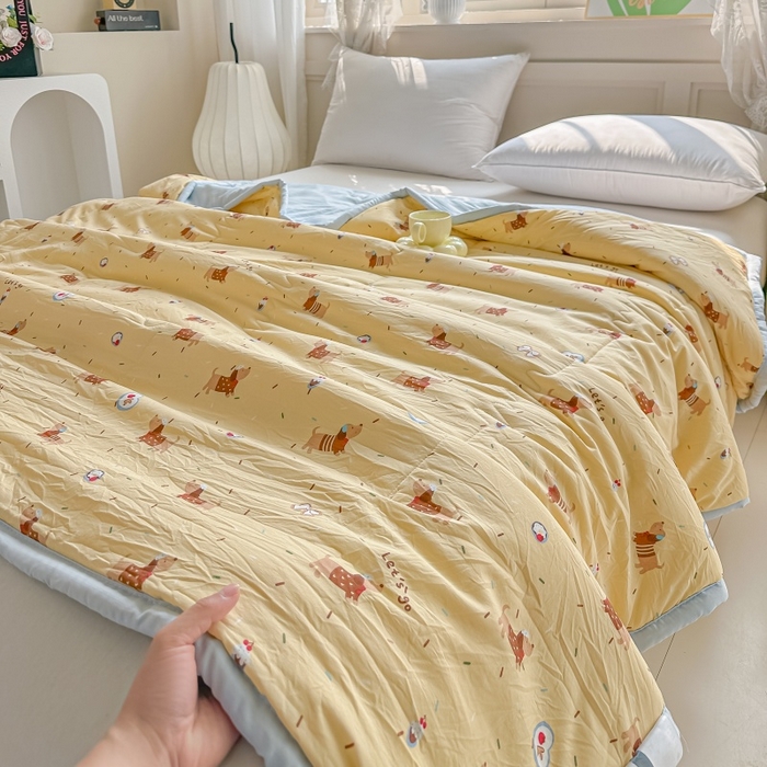 91家纺网 家纺一手货源 找家纺 爱宝被业 2026新款A类水洗棉新疆棉花夏被夏凉被腊肠狗狗