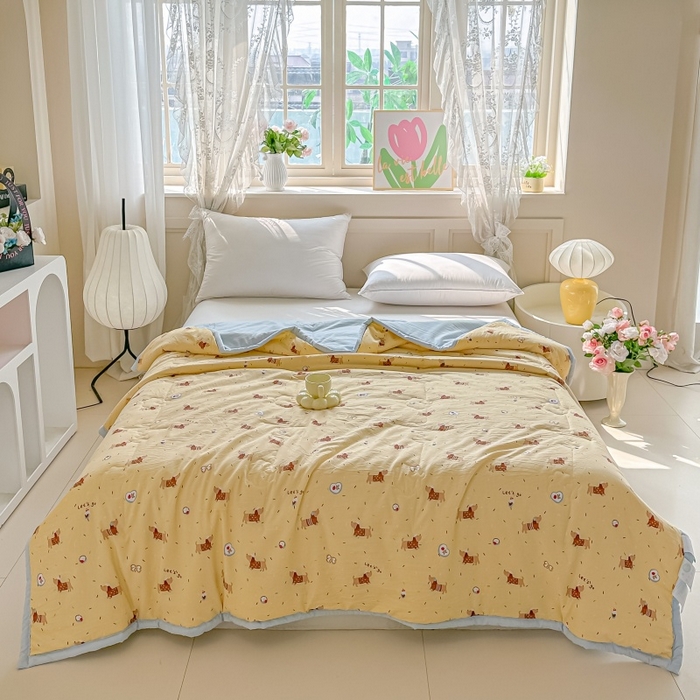 91家纺网 家纺一手货源 找家纺 爱宝被业 2026新款A类水洗棉新疆棉花夏被夏凉被腊肠狗狗