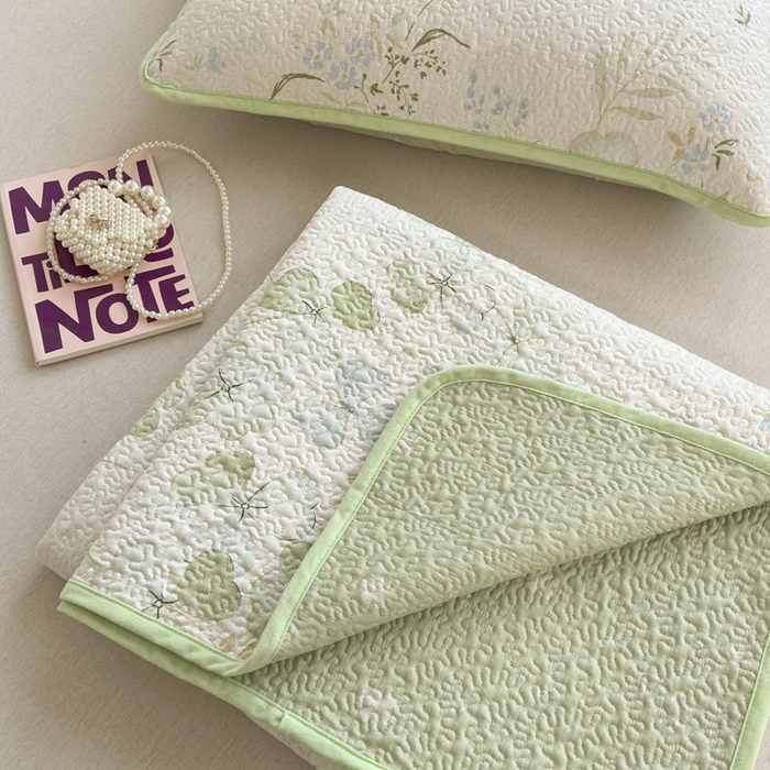 91家纺网 家纺一手货源 找家纺 绵庭家纺 2026新款全棉印花夹棉床盖三件套 春野柔